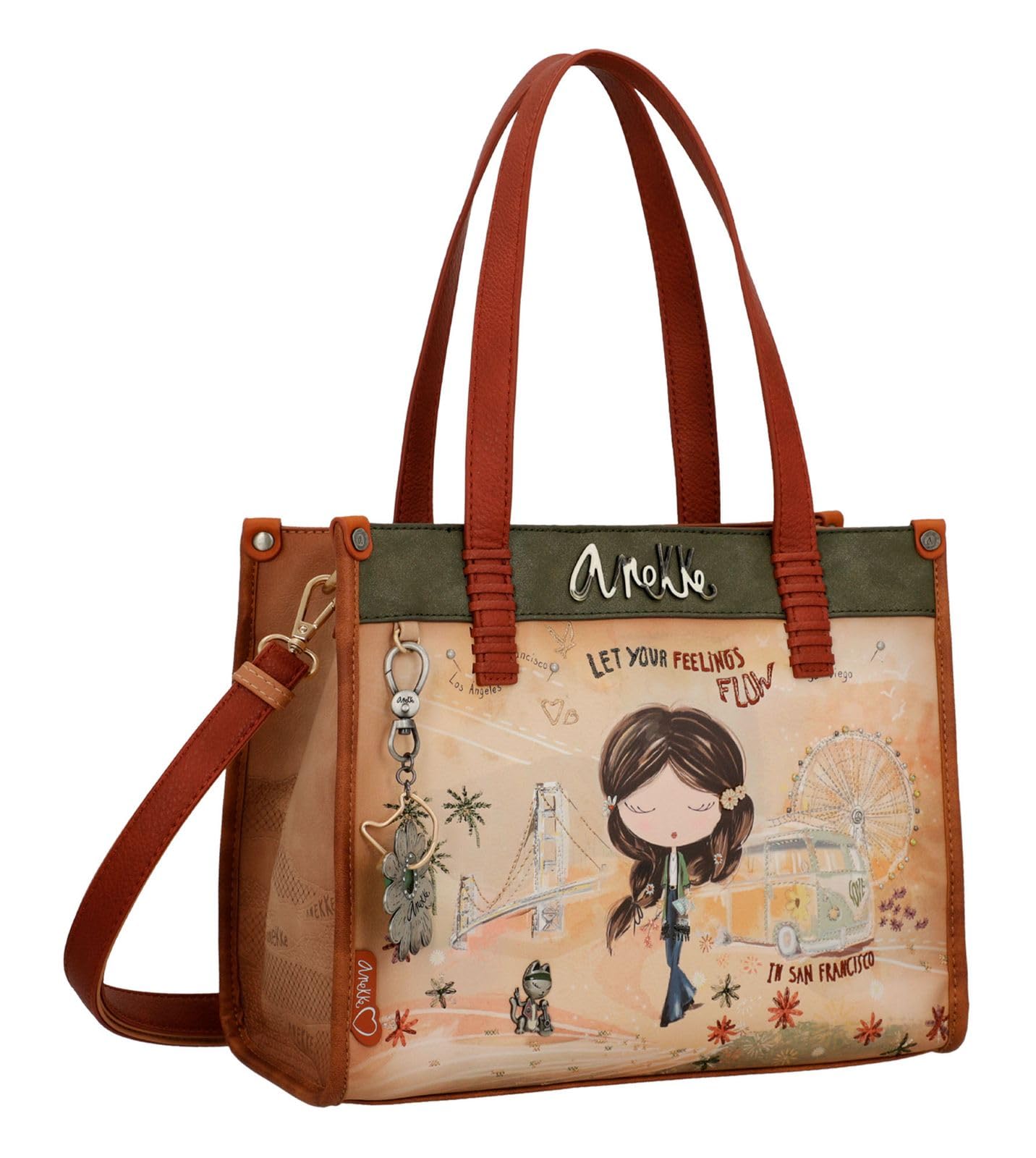 Anekke - Bolso Shopper de Mujer - Bolso de Poliester con 2 Asas y Bandolera - Cierre de Cremallera - Accesorios y Complementos de Mujer - Medidas 30x23x12 cm