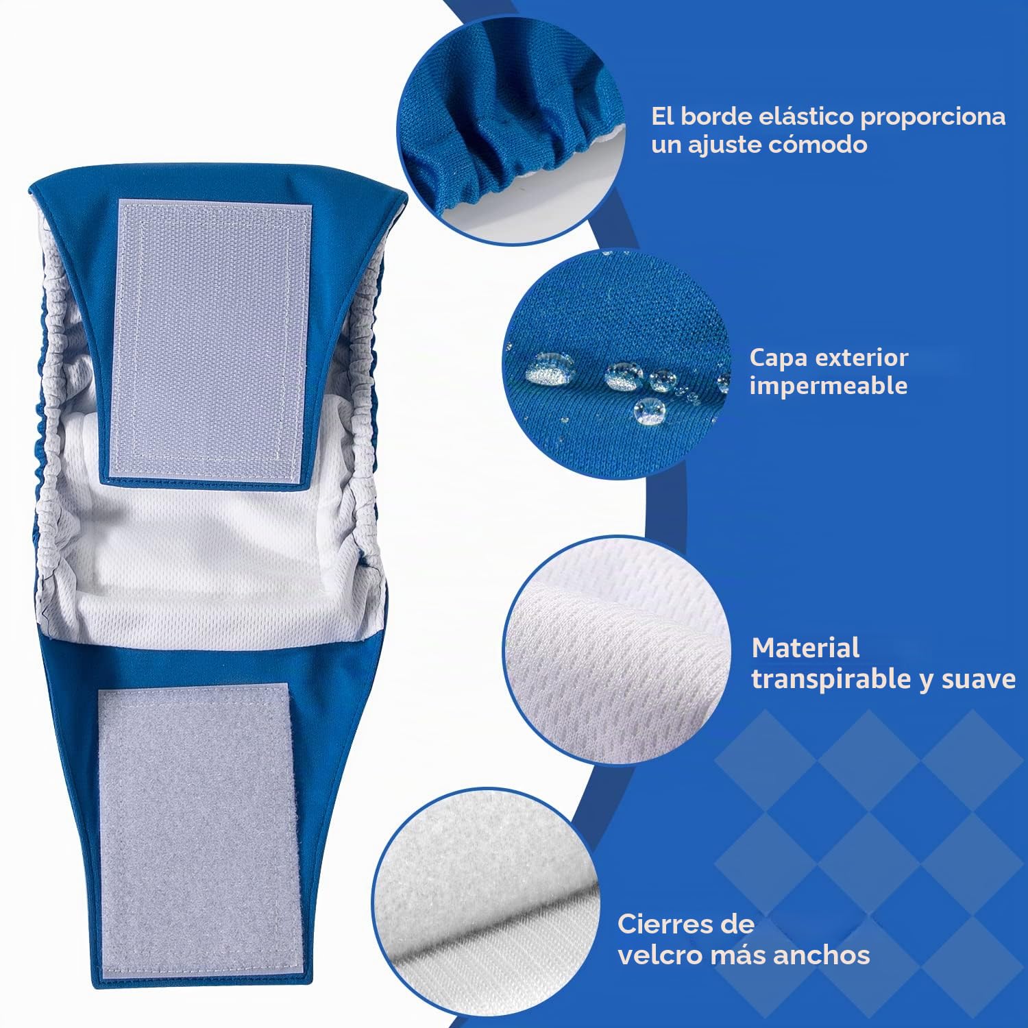 SlowTon 3 Pañales para Perros machos, Pañales Lavables Bandas para el Vientre para Perros machos y Cachorros Perritos, pañales Altamente absorbentes con Cierre Fuerte y Flexible, Paquete de 3