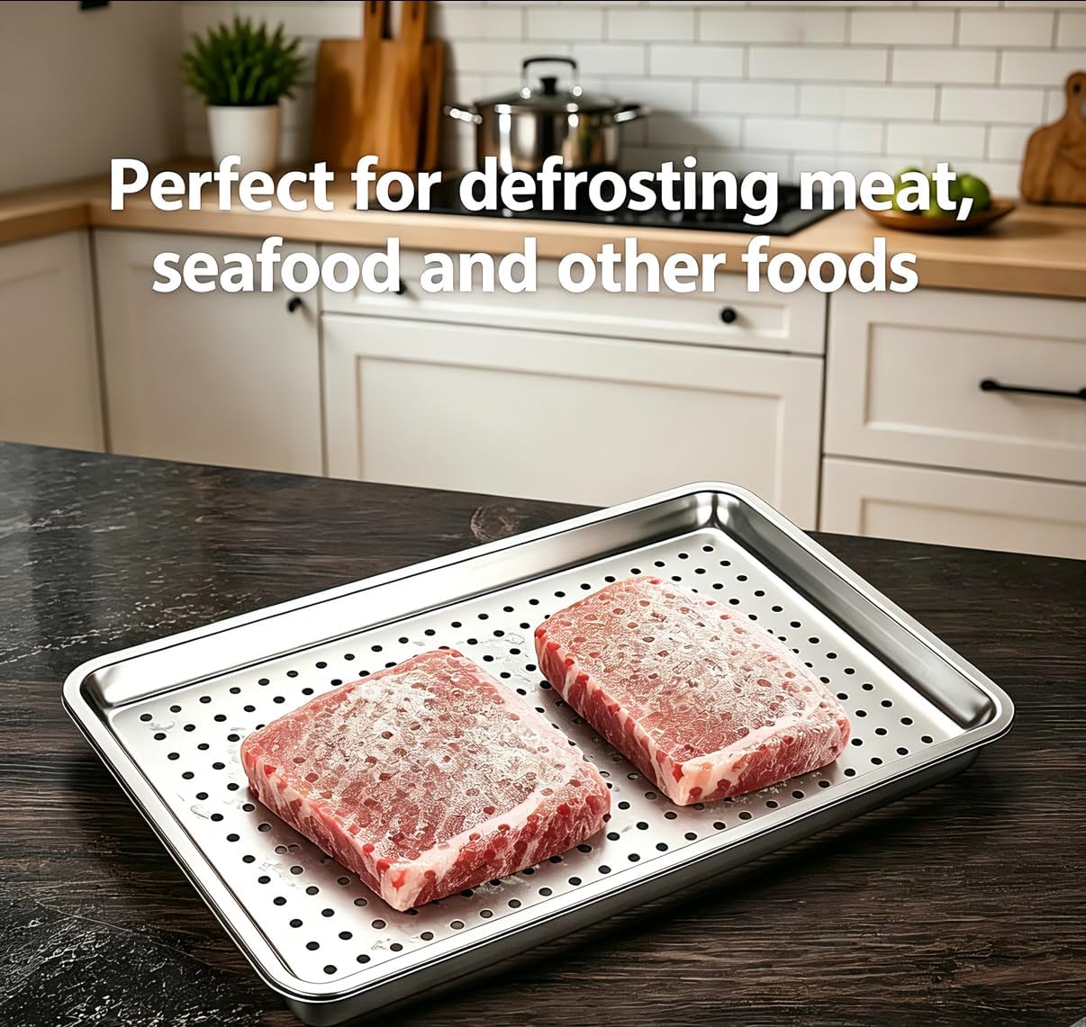 17.5" Half Sheet Baking Pan & Crisping Tray, 18/8 Stainless Steel | 2-Pack, Heavy Duty, Commercial Grade 304SS, 2" Deep Solid & 1" Perforated Tray, For Roasting Draining, Oven & Dishwasher Safe
