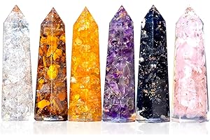 Healing Crystal Wand Set of 6 Orgonite – Includes 3” Amethyst Crystal,...