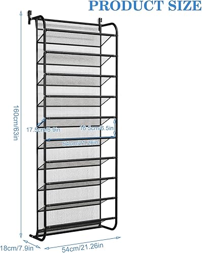 Miniatura 3 de AQQHSAIN Organizador de zapatos de pared de 10 niveles para colocar sobre la puerta, zapatero para armario, despensa, colgante, zapatos, ropa,