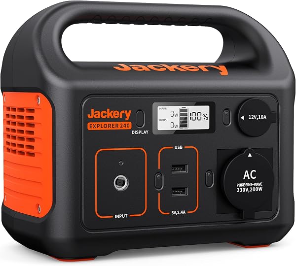 Jackery Explorer 240, 3.6V/67200mAh/240Wh Tragbare Powerstation Mobiler Stromspeicher mit Reinen Sinuswellen 230V/200W Steckdose + USB, Mobile Stromversorgung - 1