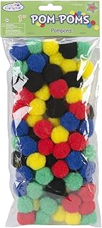 Krafty Kids KC210A Pom-Poms, 25mm, Primary Colors, 80/pkg
