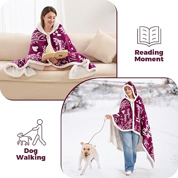 To My Wife Wearable Blanket Hoodie,Valentines Day Gifts for Her Wife Women From Husband, Mothers Day Birthday Anniversary Day Gift Ideas, Throw Blanket for Women Shawl Wraps Poncho Robe, Magenta