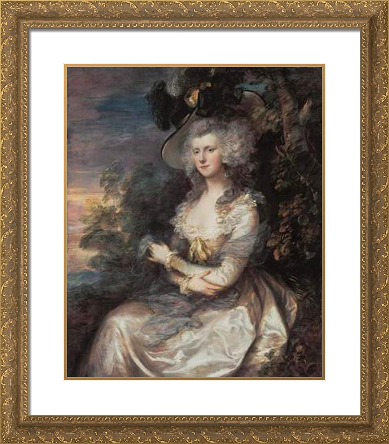 ArtDirect Gainsborough, Thomas 20x23 Gold Ornate Framed Art Print with Double Matting Titled: Mrs. Thomas Hibbert