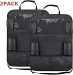 2 Pack Car Seat Protector with 10" Tablet Holder | Back Seat Organizer for Kids with 11 Storage Pockets | Car Seat Saver from Kids Dirty Shoes & Scratches