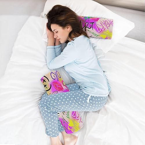 Miniatura 6 de JUNZAN Abstract Hand Writing Text Bolster Pillow and Cover Therapeutic Neck Roll Pillow Round Pillow Insert 17 Inch for Legs Support Pillow Cylinder