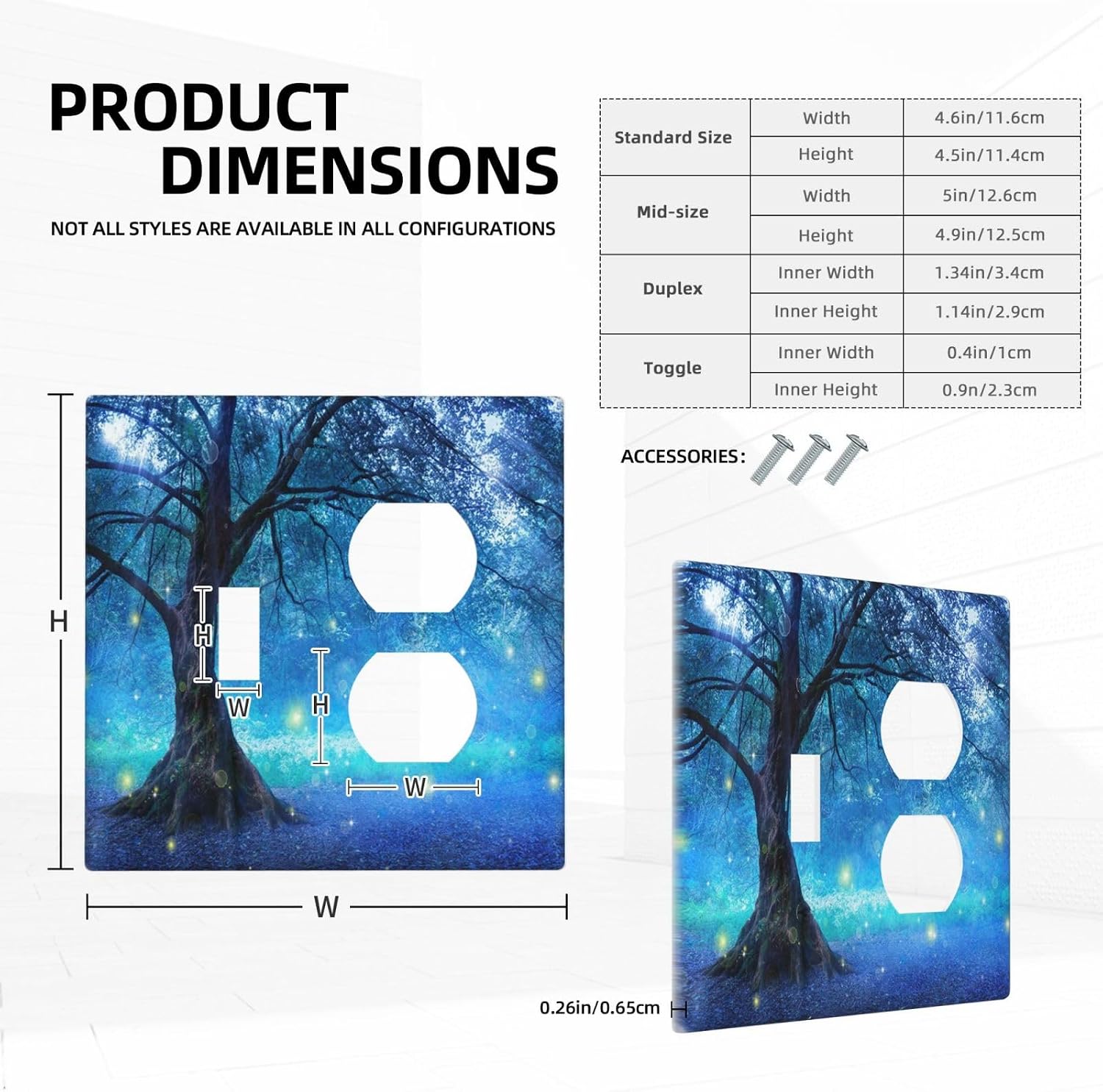 Decorative Light Switch Cover Plate Fantasy Fairy Tree In Mystic Forest 2 Gang Outlet Covers 1 Toggle 1 Duplex Wall Plate Decorate Electrical Switch Plate Covers for Bedroom Bathroom Decor image 5