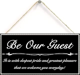 Be Our Guest Hanging Sign Decorative Wood Sign Home Decor Wood Door Sign Plaque 12" x 6"