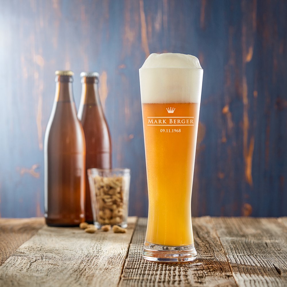AMAVEL Calice Da Birra Weiss Inciso Per 18° Compleanno - Bicchiere In Vetro 0,5 L Con Scritta Auguri Di Cuore