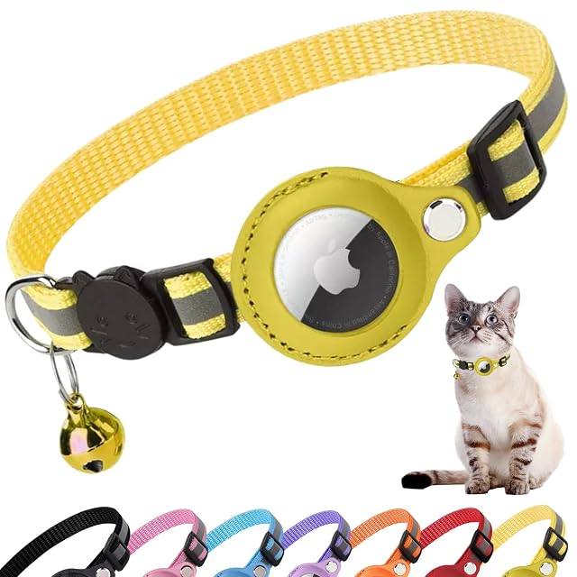 Collar para gato compatible con Air tag (amarillo)