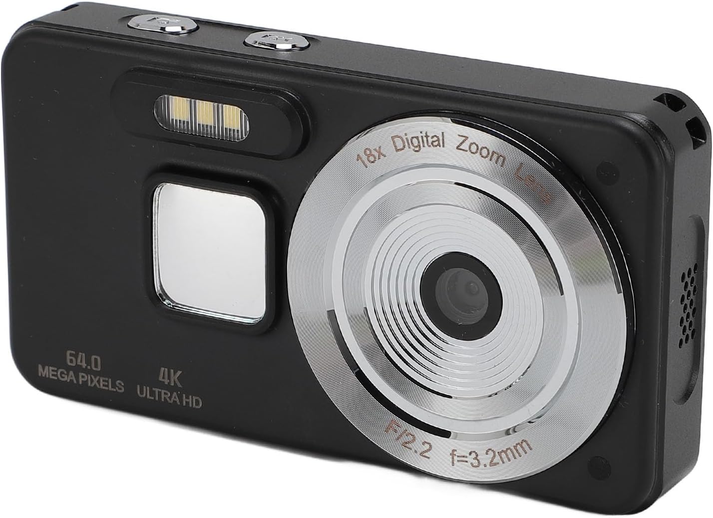 4K HD Digital Camera, 18X Zoom Selfie Vlogging Camera Autofocus with 2.8 Inch LCD Display, Portable 64MP Compact Video Camcorder Anti Shake for Travel (Black)