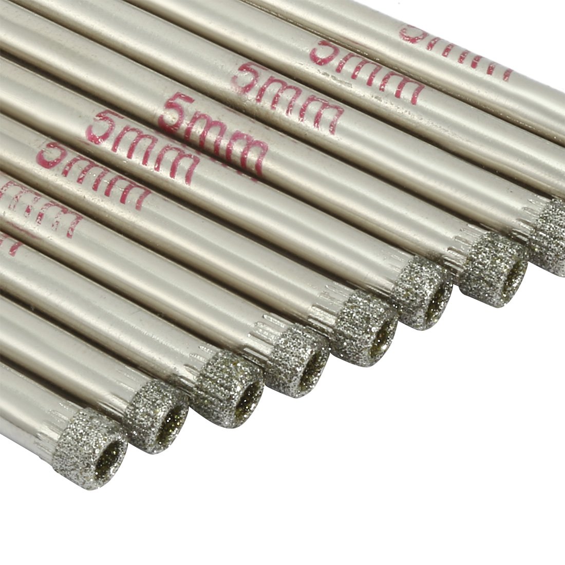 uxcell 10PCS 1/5-inch/5mm Diamond Coated Hole Saw Drill Bits for Glass Ceramic Tile Marble Rock Porcelain Bottles Pots Brick