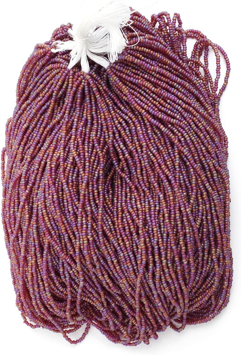 Czech Glass Seed Beads 11/0 (2.1mm Diameter) Transparent Dark Red Matte AB Strung DIY Jewelry Making Beadss - 500g Bulk Bag by Preciosa (Jablonex)