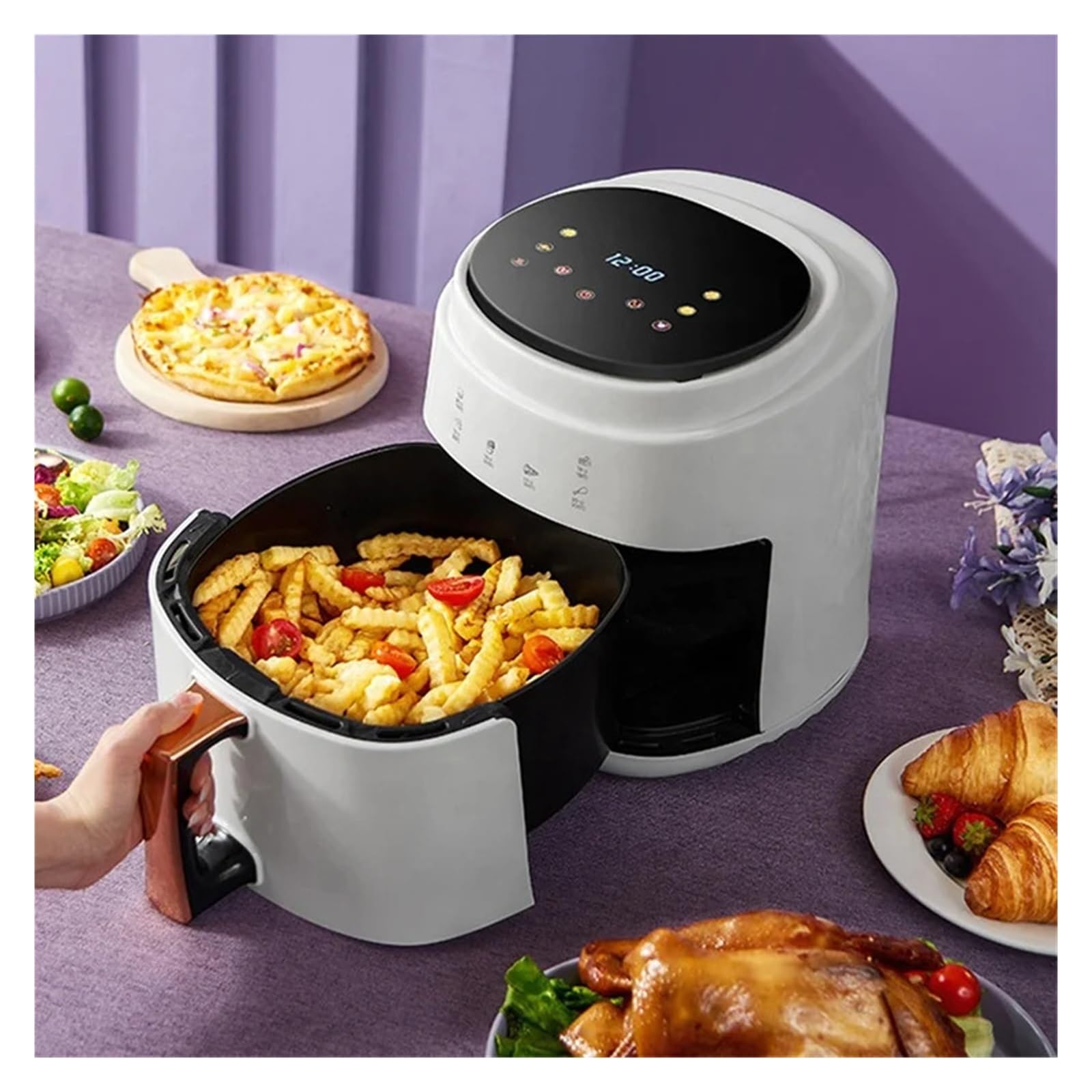 Prodotti alimentari essenziali e aiutanti per la famiglia Friggitrice ad aria intelligente Friggitrice ad aria elettrica Forno Touch screen automatico 110 V 220 V Patatine fritte elettriche 8L 1400 W
