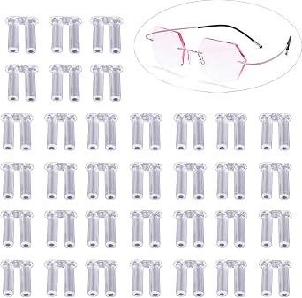 YouU 100 Pcs Clear Plastic Compression Sleeves for Rimless Glasses Fixing Accessories Tools1.4/1.5/1.6 * 0.8 * 7.0mm