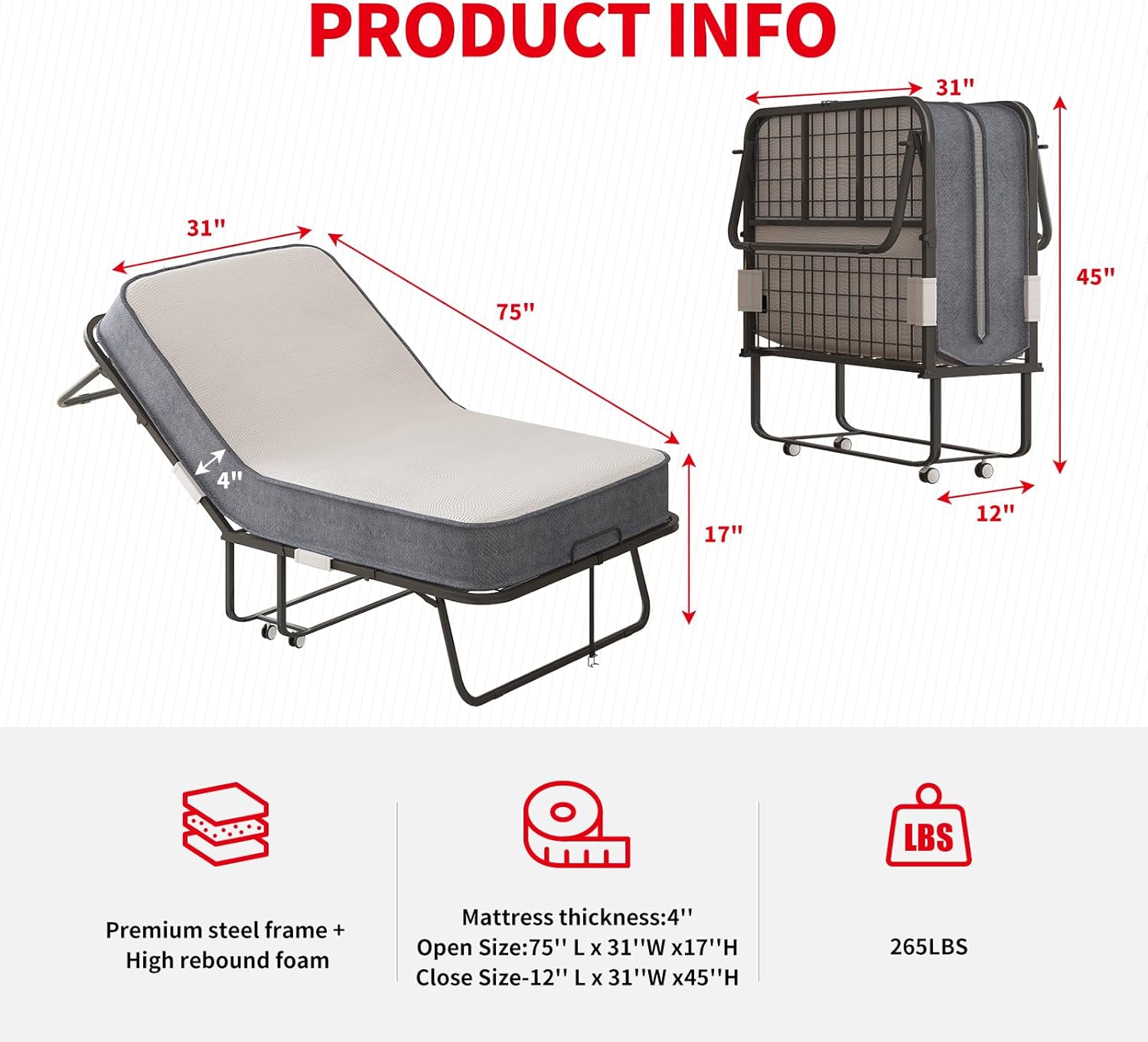MUZZ Folding Bed with 4