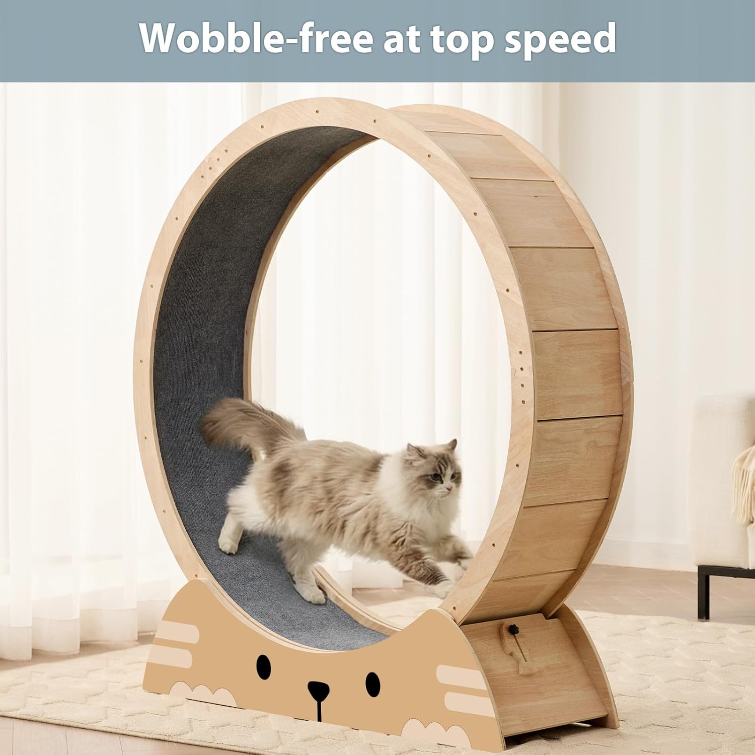 RRPETHOME 45" Cat Wheels for Indoor Cats, Quiet & Stable Cat Exercise Running Wheel, Cats Treadmill with Anti-Slip Mat