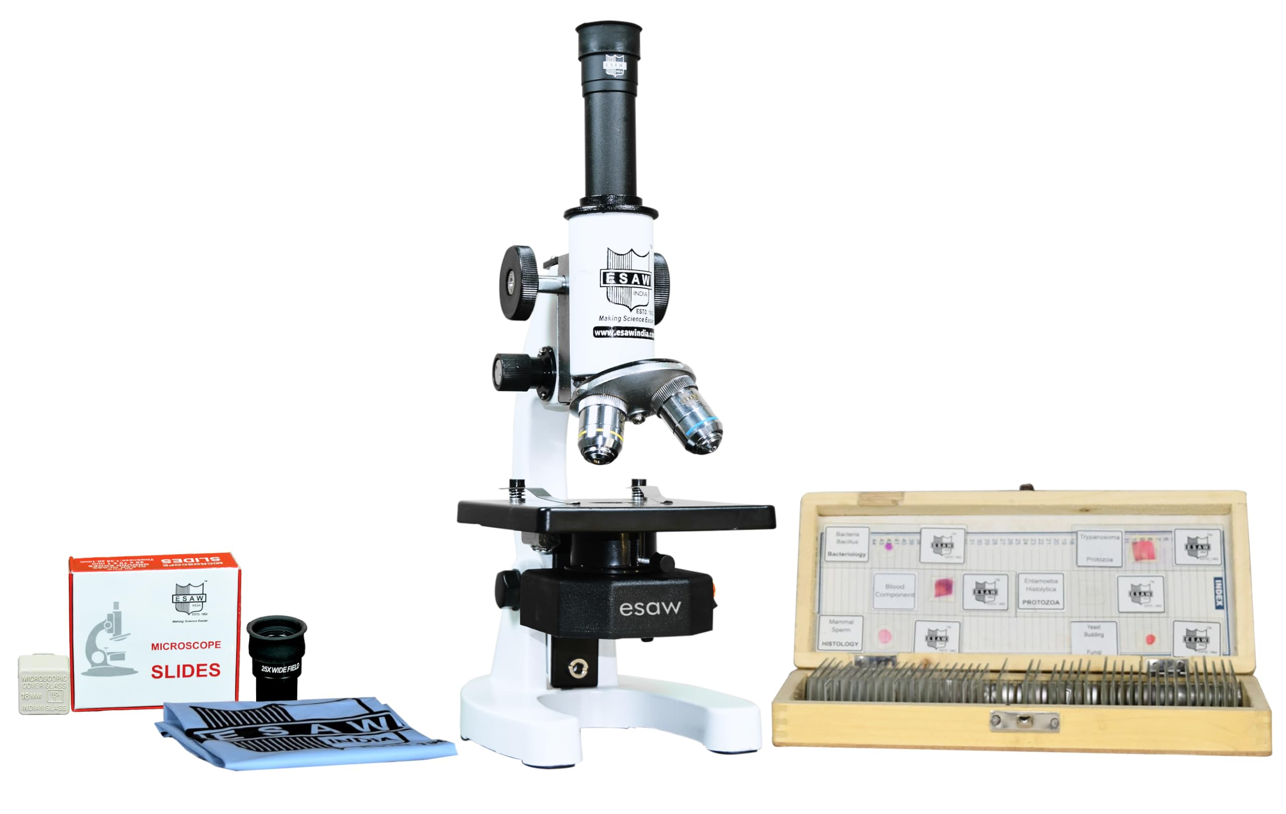 ESAW Student Compound Microscope Kit with 50 Prepared Education Slide, Magnification 100x to 1125x, Educational STEM Gift for Students, Schools & Hobbyists (Microscope with 25 Prepared Glass Slides)-picture-38