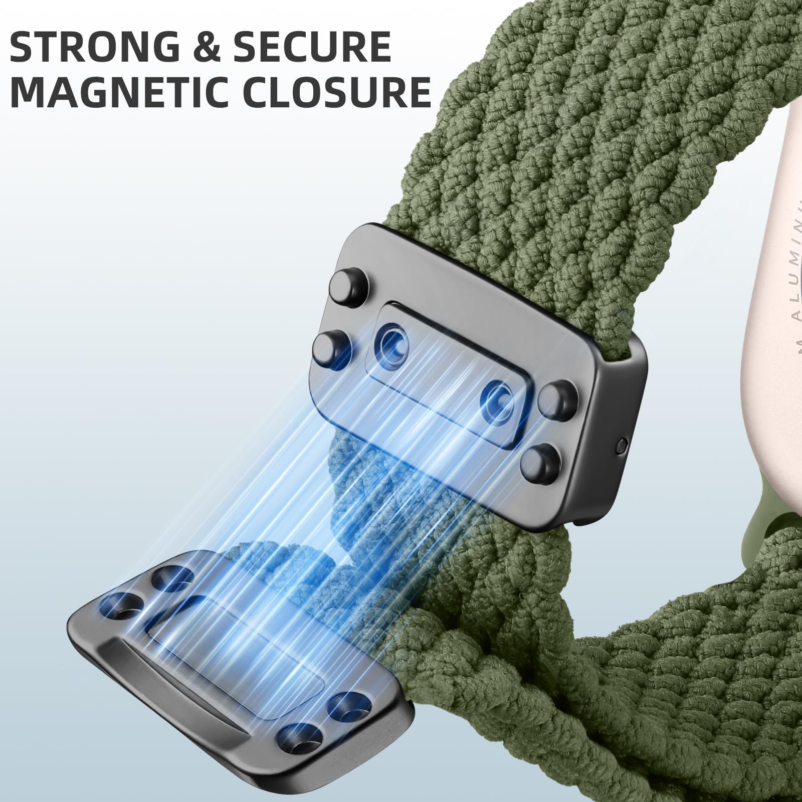 Maledan Intrecciato Cinturino Compatibile con Cinturino Apple Watch 45mm 46mm 44mm 49mm 42mm 41mm 40mm 38mm, Cinturino Magnetico in Nylon Solo Loop per iWatch Serie 10 9 8 7 6 5 4 3 2 1 SE Ultra