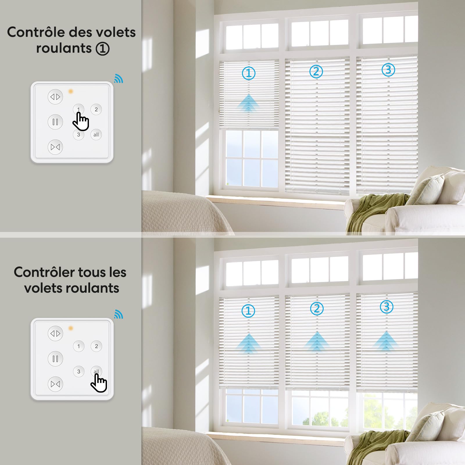 LoraTap Commande Volet Roulant: Télécommande 3 Moteurs Sans Recâblage 230V