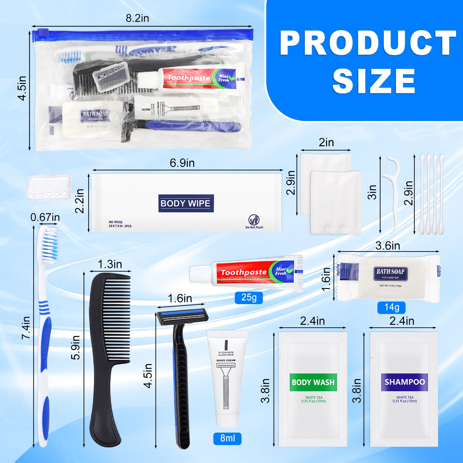Kits de toilette de base, emballés individuellement, hygiène personnelle en vrac fournitures d'emballage de soins pour sans-abri