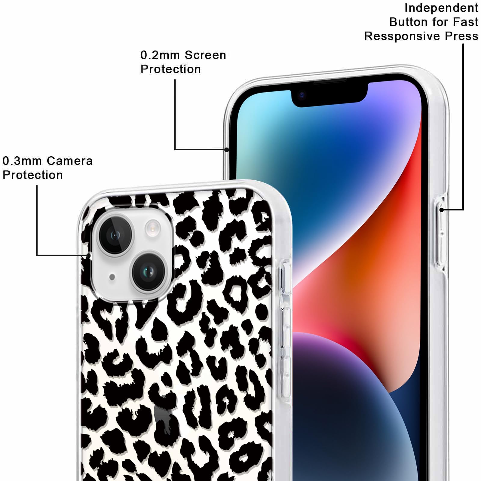 Yoedge Cover Morbida Per IPhone 13 - Custodia Sottile In TPU Trasparente Con Motivo Leopardo, Antiurto E Antigraffio