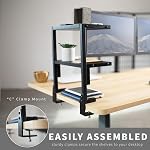 VIVO Black Clamp-on 13 inch 2-Tier Desk Shelf, STAND-SHELF2C | Above or Below Desk, 2 Level Shelving Unit for Table Accessories, Gaming Devices, and More, Storage Tray, Desktop Organizer