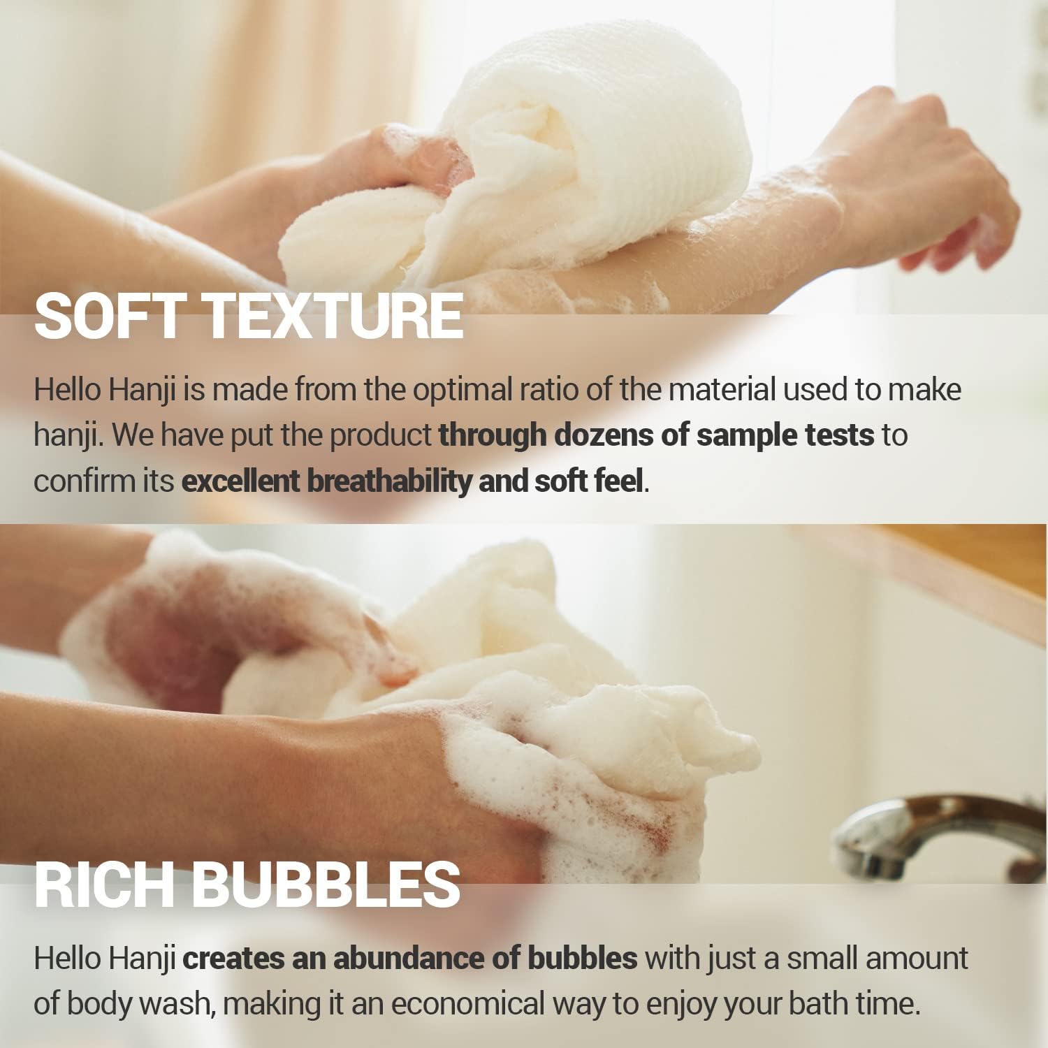 Bath Shower Sponge 1 Pack - Exfoliating Cloth for Dead Skin Cells, Dirt, and Oil Removal - Kids Washcloths Made Using Soft, Breathable & Hygienic Hanji Fabric - Hello Hanji by DEARCUS - Image 4