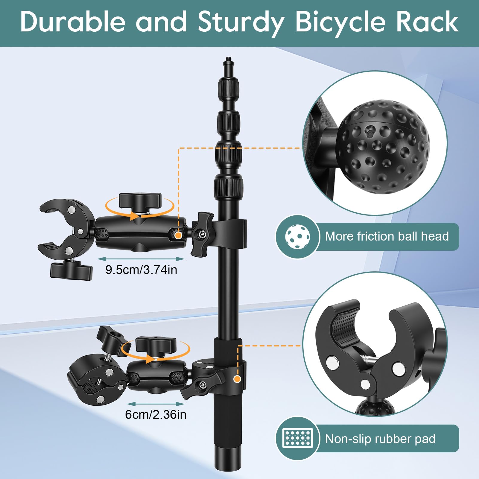 Kit de Montaje de Motocicleta de Repuesto para X4 X5 X3, Soportes de Abrazadera para Manillar de Bicicleta, Juego de Palo de Selfie Invisible de 59 Pulgadas