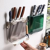 Vista 4 de Estante de almacenamiento de cuchillos de cocina montado en la pared, bloque de estante magnético, gris