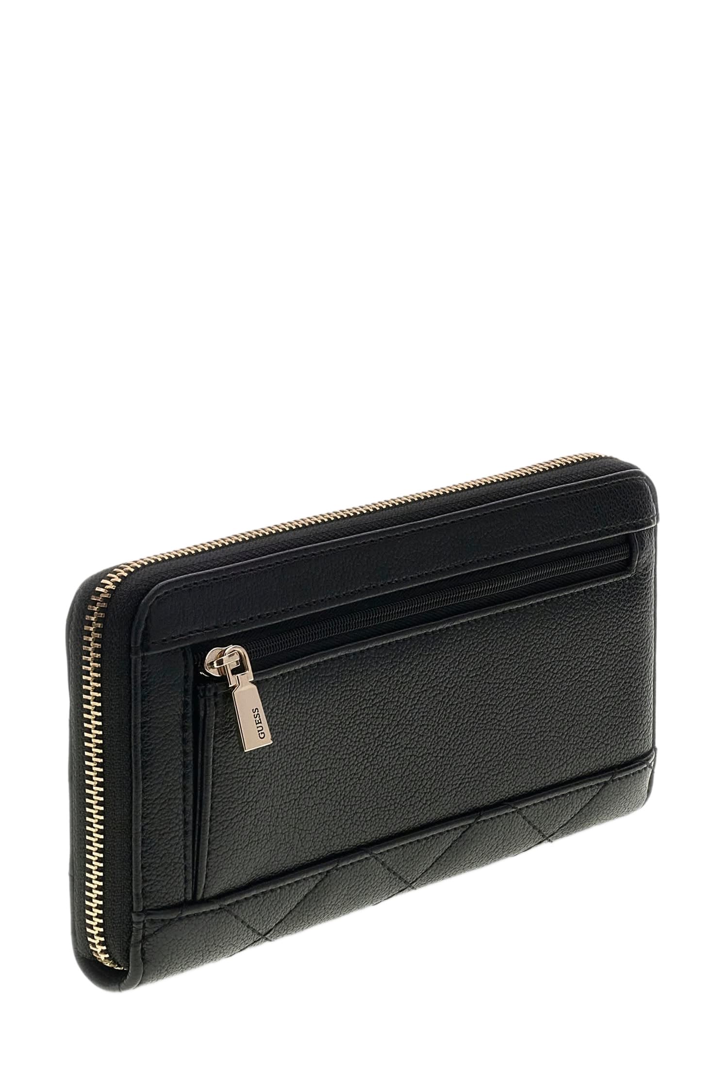 GUESS Monedero Frances SLG Large Zip Around Wallet Black Negro