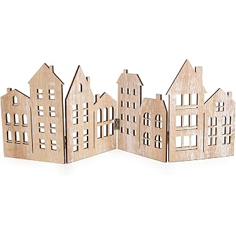 Logbuch-Verlag Wooden Houses Silhouette for Standing 57 x 20 cm Spring Decoration House Row Background Christmas