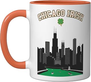 Chicago River Green Dyeing St Patricks Day Parade Irish Ceramic Mug, Orange/White