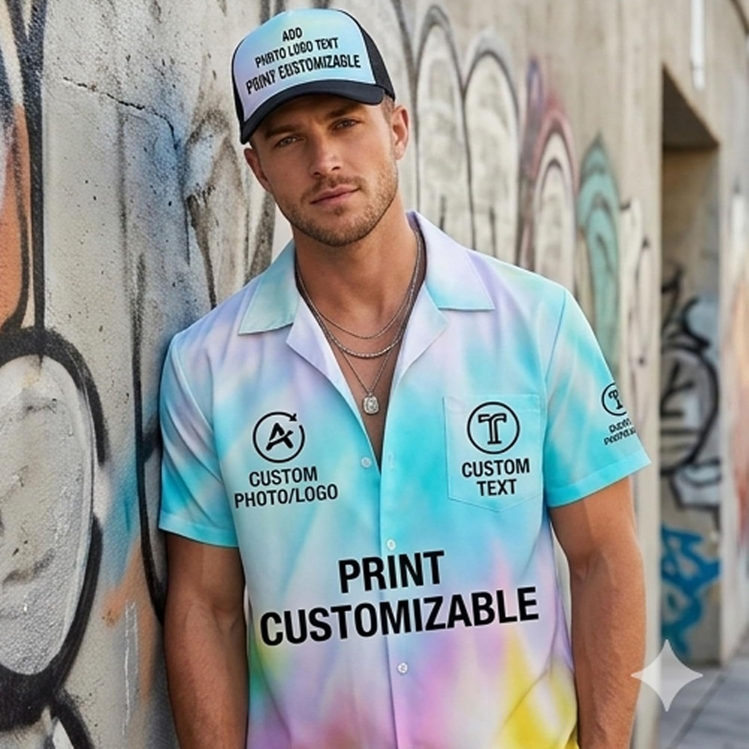 Mens Swim Trunks Beach Clothing with Pocket Beach Swim Board Shorts Button Down Shirt Outfit with Bucket Hat Swimwear