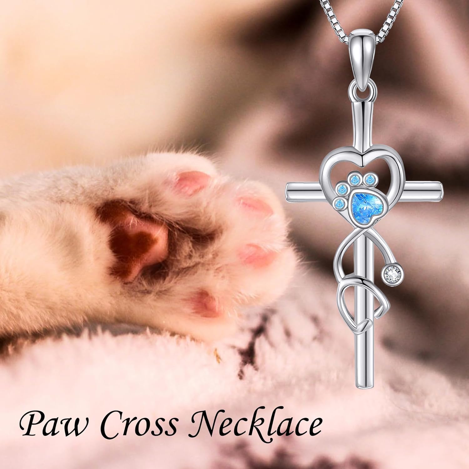 ONEFINITY Paw Print Necklace 925 Sterling Silver Cat Dog Paw Pendant Jewelry for Women Pet Lover Gifts