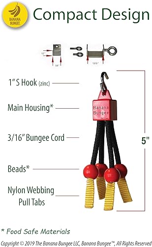 Miniatura 5 de Banana Bungee Solución de soporte de gancho de plátanos rojos con abrazadera de gabinete de acero inoxidable personalizada - Fabricado en EE. UU.