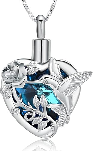 Yinplsmemory Collar de cenizas de urna de corazón de cristal para mujeres y hombres, collar de recuerdo conmemorativo de un ser querido