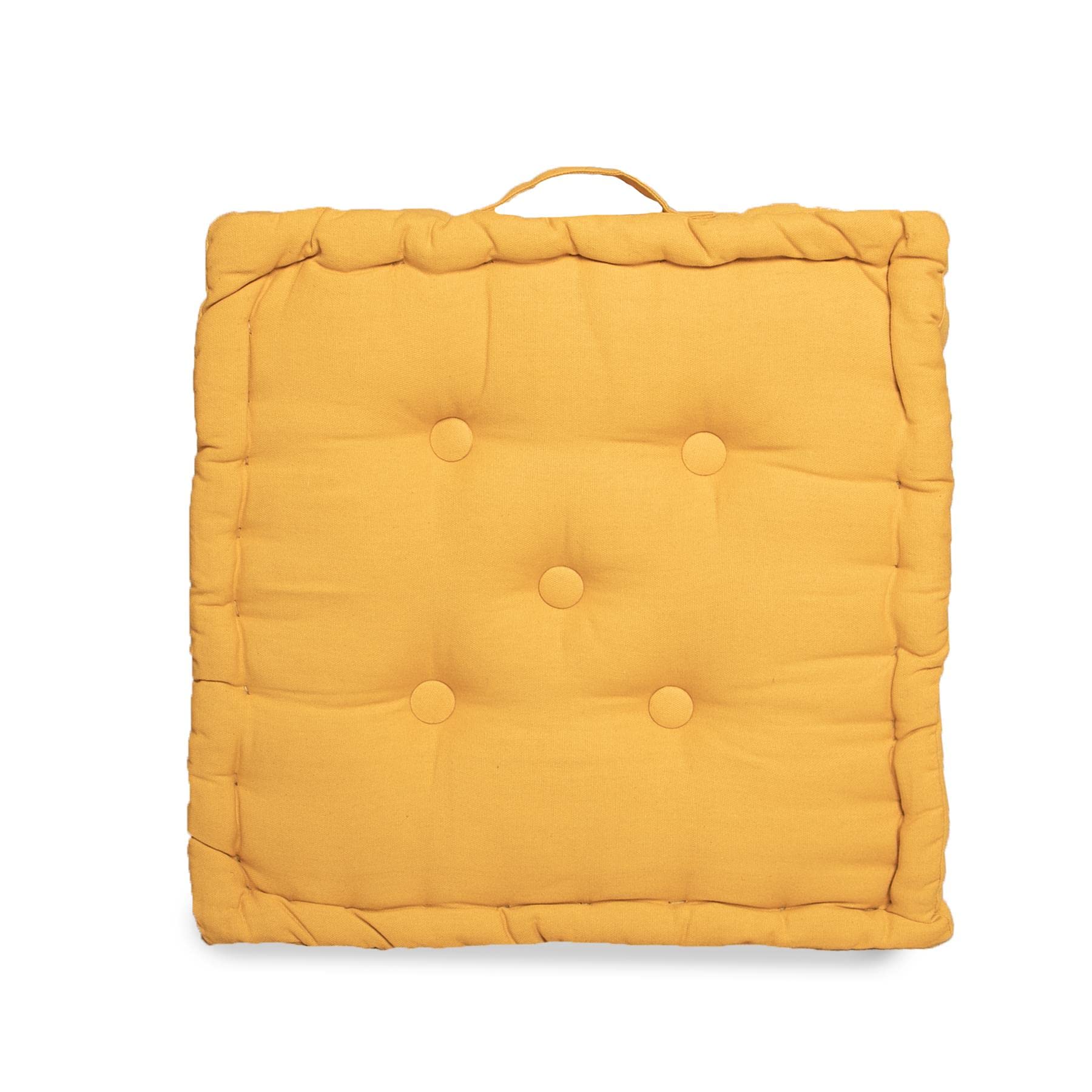 Roseley Mustard 100% Cotton Seat Booster Chair Pad 45 X 45Cm Thick Sofa Armchair Seat Cushion Firm Support Adults Elderly Pregnancy Pets Chunky Dining Cushion [Mustard]