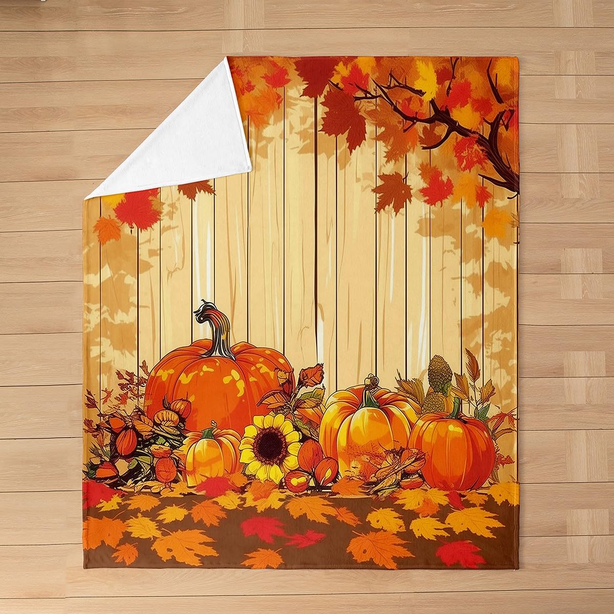 Homemissing Manta de calabaza de otoño tamaño Queen de 90 x 90 pulgadas, temporada de cosecha de Acción de Gracias, decoración de frutas, manta de felpa para sofá, decoración de niños, manta de