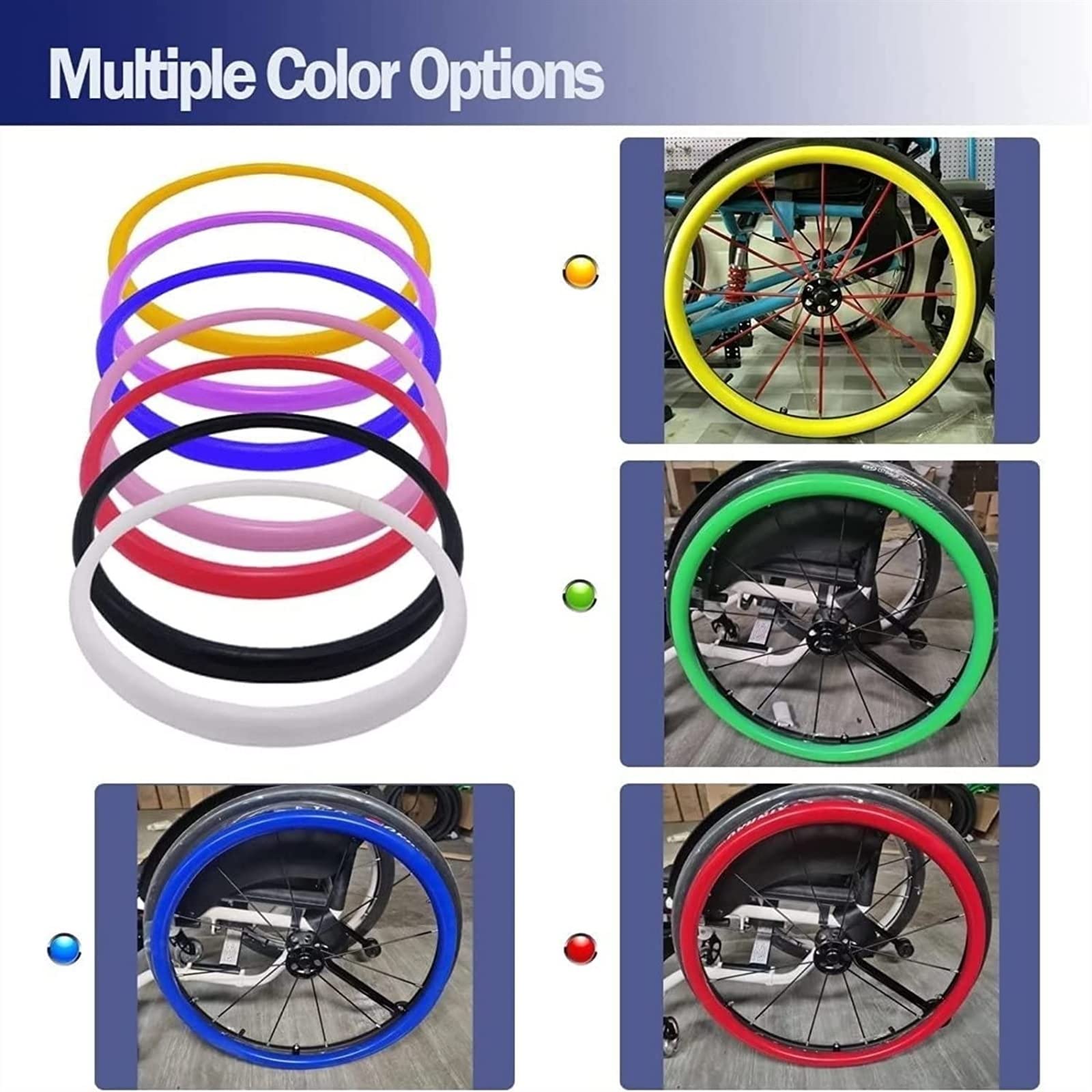 24 Zoll/22 Zoll Rollstuhl-Greifreifenabdeckungen, Schieberingabdeckungen for Rollstühle, verschleißfeste Schiebefelgenabdeckungen for Rollstuhlräder, Rollstuhlrad-Reifenabdeckungen ( Color : Color7 ,