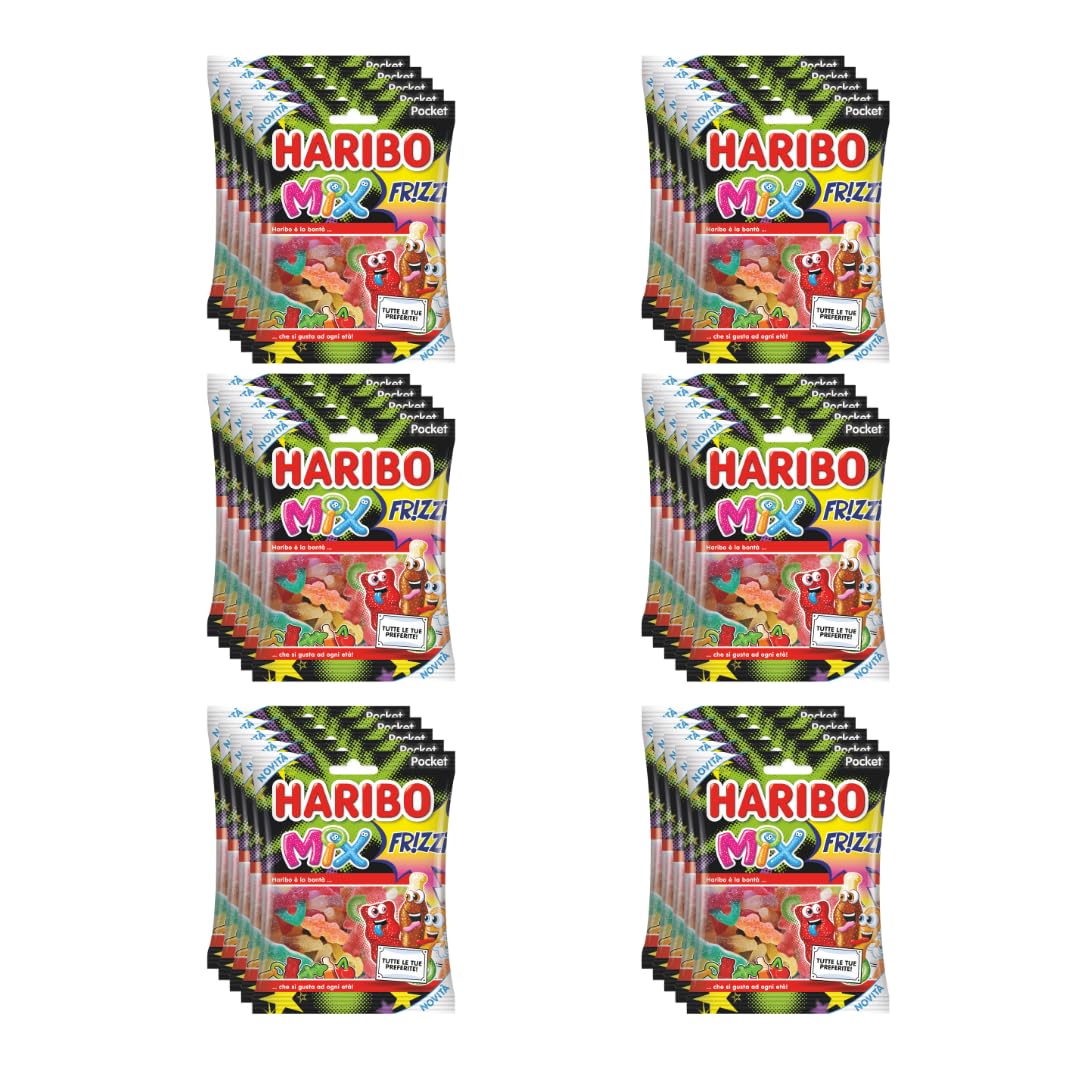 Caramella Gommose Frutta Haribo Frizzi Mix 30 Bustine da 90 g Gusti Assortiti