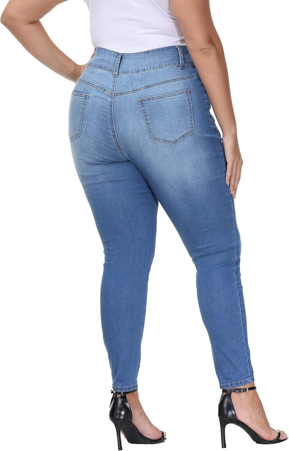 Womens Plus Size Skinny Jeans High Waisted Stretchy Classic Ankle Jean - Image 5