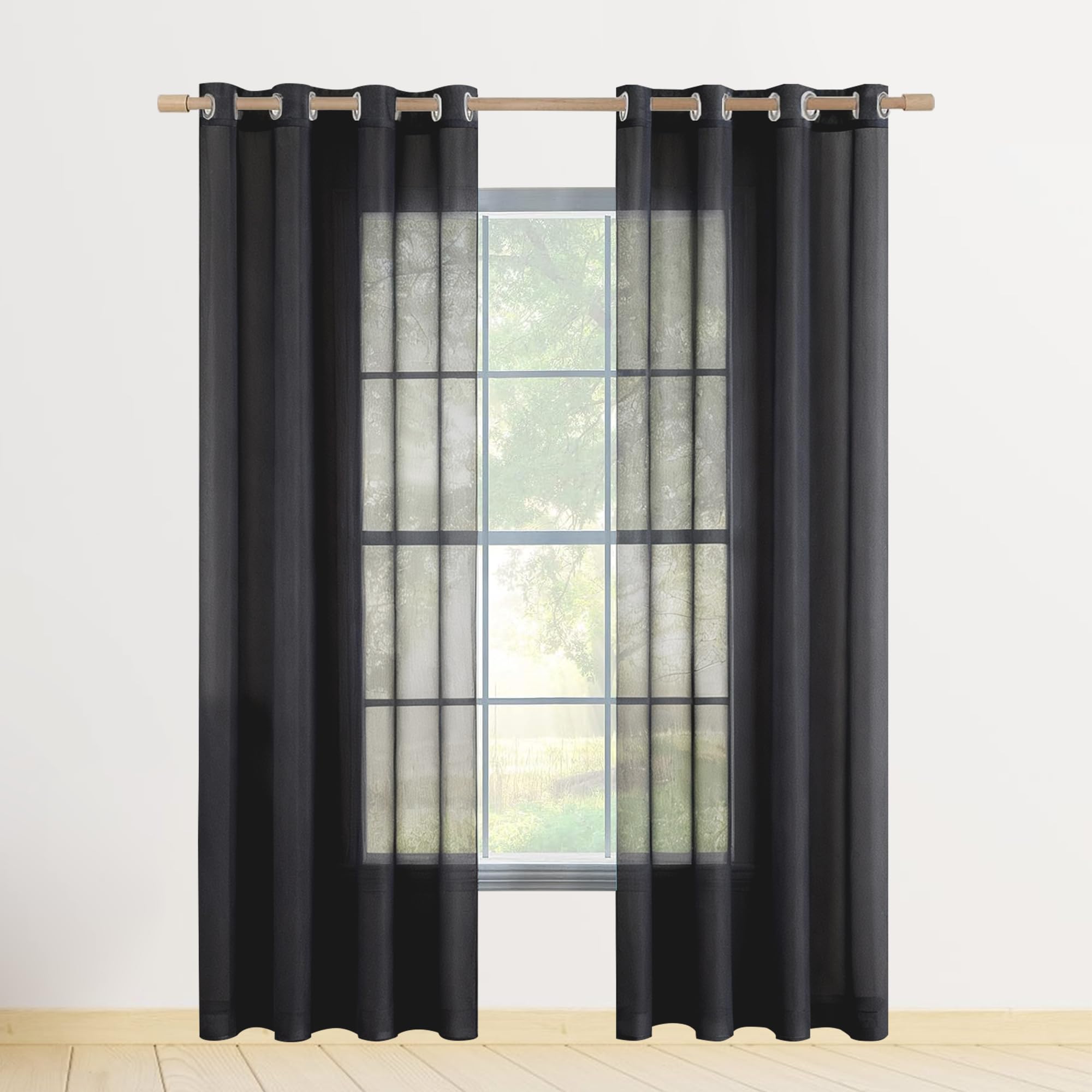 Rideaux filtrant la lumière noirs voilage de fenêtre uni 240 x 210 cm pour chambre