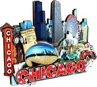 Chicago Magnet Skyline Landmarks Souvenir