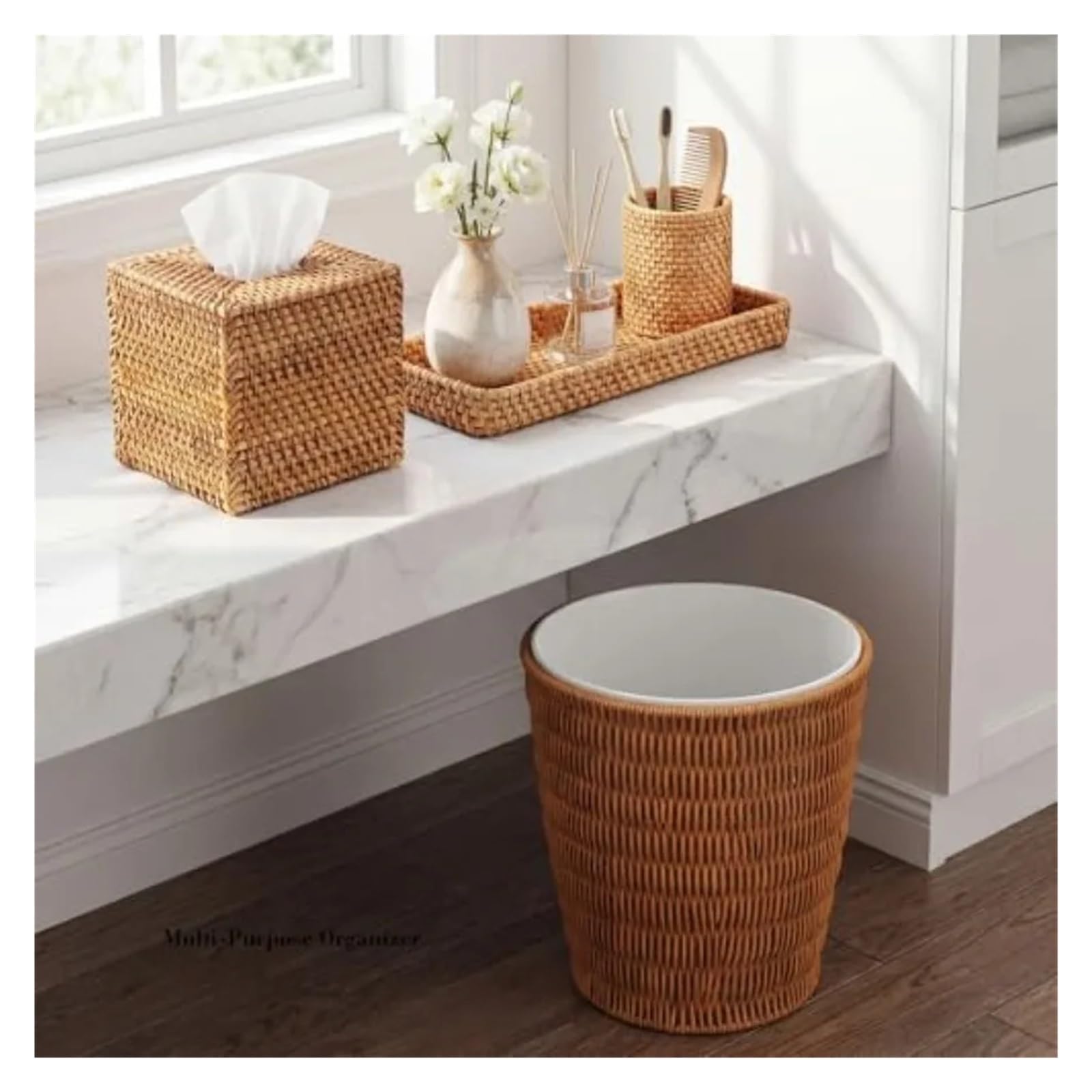 Scatola for fazzoletti in rattan quadrata da bagno 1 pz Per casa