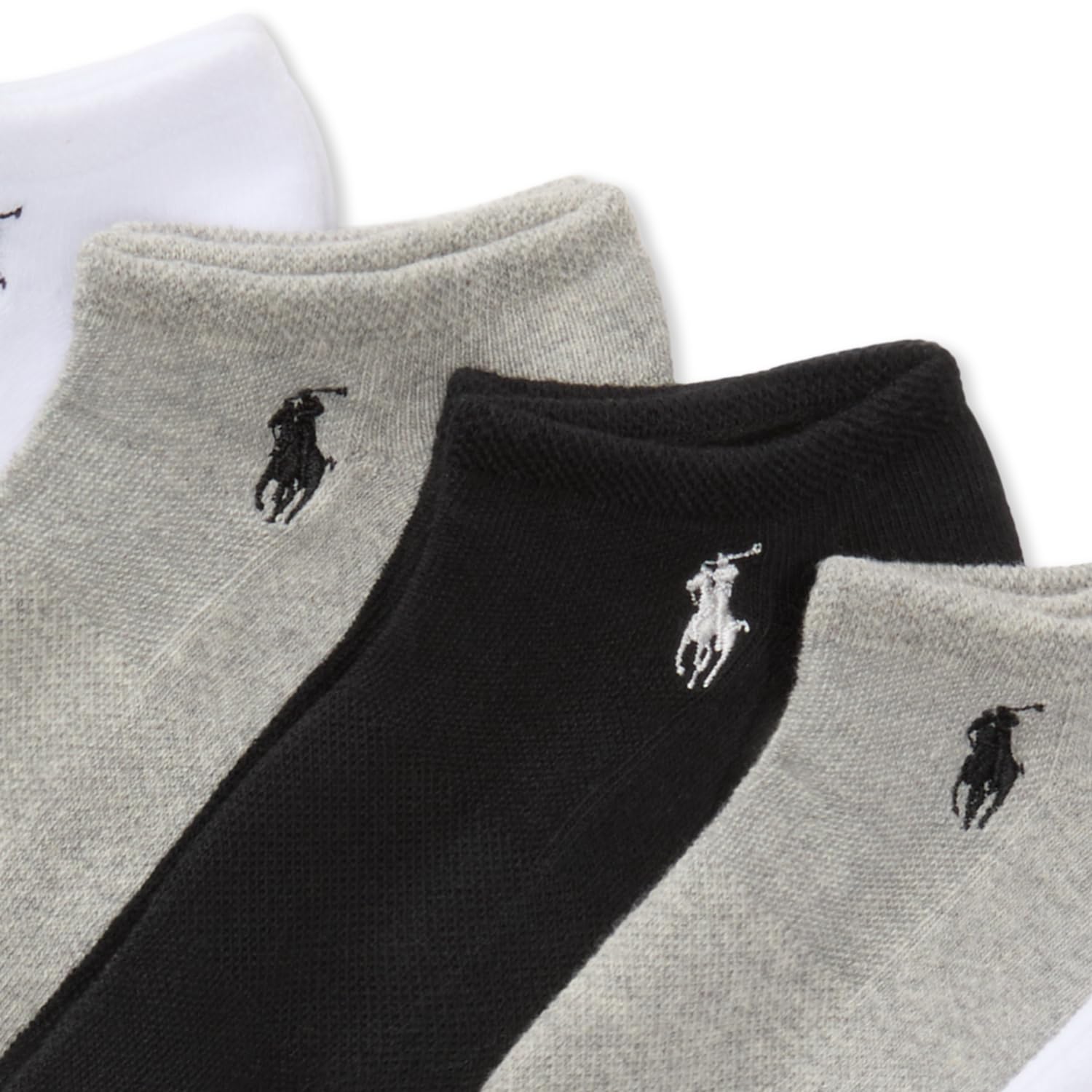 Polo Ralph Lauren Calcetines de algodón de corte bajo para mujer, paquete de 6 pares, malla transpirable y amortiguación deportiva, Gris variado, 4-10