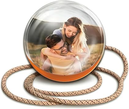 3D Crystal Ball Video Player,DIY Video & Picture Album with USB Port, Personalized Gift for Modern Home Decoration, Anniversary, Birthday,Wedding Light-Up Sphere 03-White