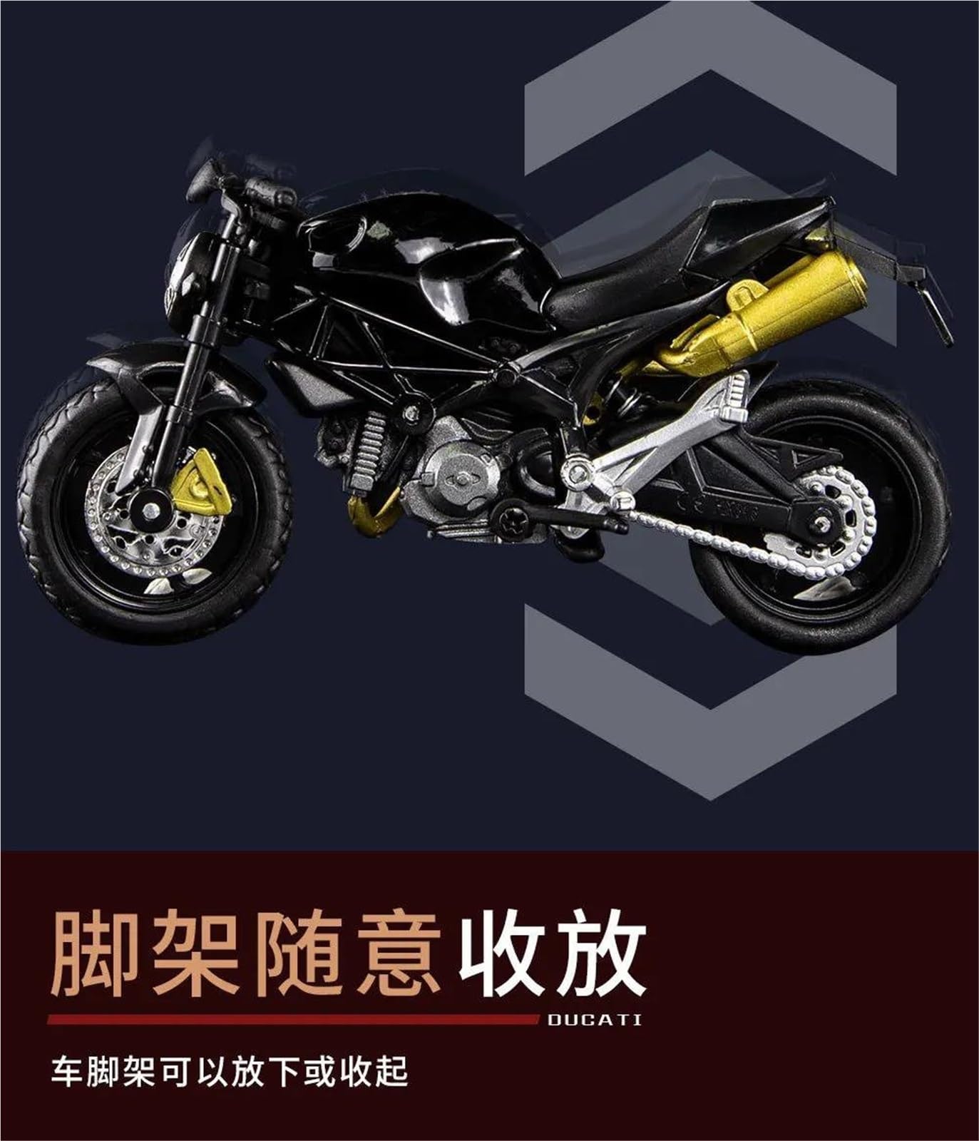 Maßstabsgetreues Motorradmodell Simulation 1/18 Maßstab Für Ducati Monster 795 Off Road Motorrad Legierung Modell Druckguss Fahrzeug Spielzeug Geschenk(Nero)