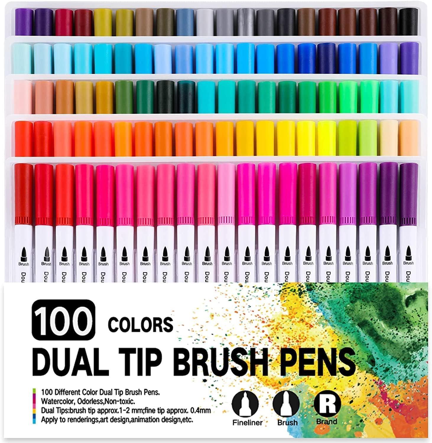 GOODIEBOX 100 Pcs Dual Tip Brush Marker Pens Fine Tip Markers & Brush Highlighter Pen for Bullet Journal Adults Colouring Book Note Taking Writing Planning Art Project (B0CVB74P9Q) Amazon Price History, Amazon Price Tracker